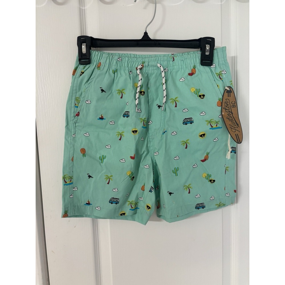 NWT Huntington Beach Club Boys Size 8 Mint Green Cotton Summer Volley Shorts